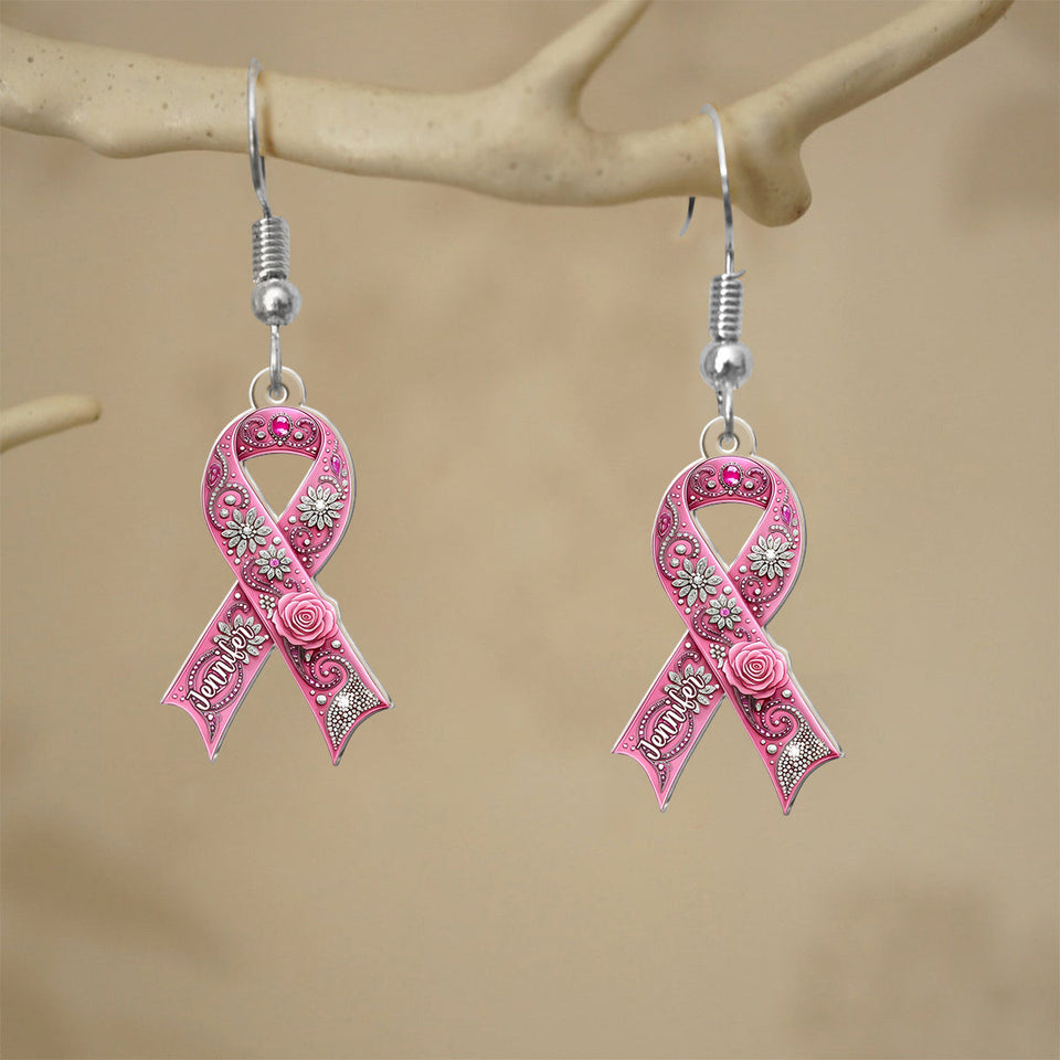 Sensibilisation au cancer du sein - Boucles d'oreilles personnalisées pour la sensibilisation au cancer du sein