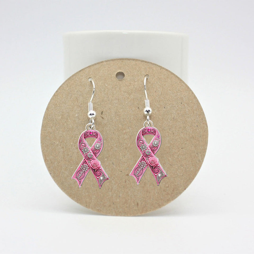 Sensibilisation au cancer du sein - Boucles d'oreilles personnalisées pour la sensibilisation au cancer du sein