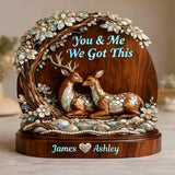Deer Couple - Personalized Hunting Custom Shaped Wood Plaque
