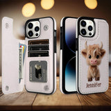 Cute Highland Cow - Personalized Highland Cow Foldable Wallet Phone Case