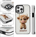 Cute Highland Cow - Personalized Highland Cow Foldable Wallet Phone Case