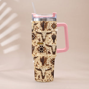 Western Pattern - Personalized Western Outfit Rhinestone Tumbler With Plush Charm