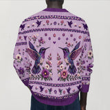 Purple Humming Bird - Personalized Hummingbird Cardigan Sweater