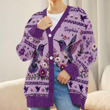 Purple Humming Bird - Personalized Hummingbird Cardigan Sweater