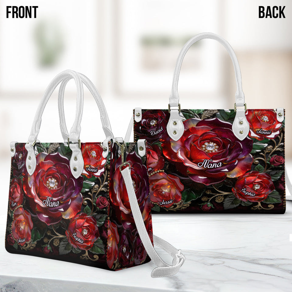 My Garden Gift For Mom, Grandma - Personalized Mother Leather Handbag