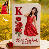 Any Photo Birth Flower Initial Name Letter - Personalized Self Love Leather Journal
