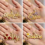 Custom Birth Flower - Personalized Self Love Shaped Metal Pendant Necklace