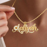 Custom Birth Flower - Personalized Self Love Shaped Metal Pendant Necklace