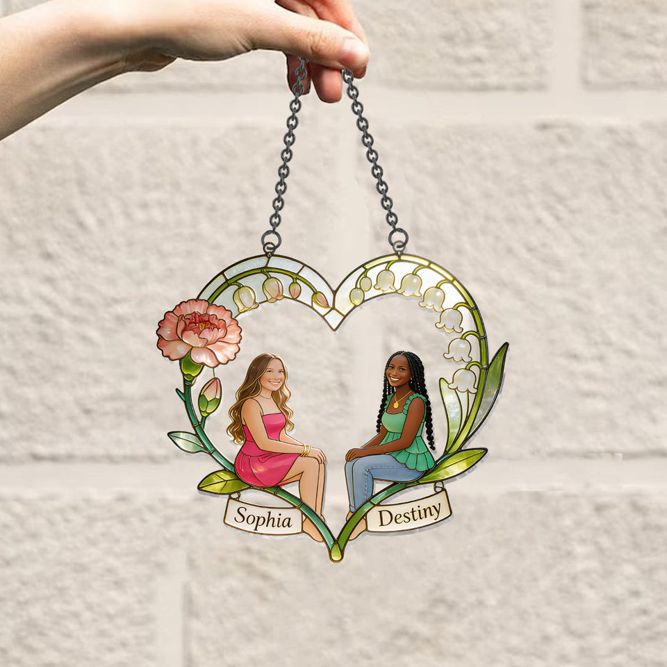 Any Photo If Friends Were Flowers I'd Pick You - Personalized Bestie Window Hanging Suncatcher Ornament