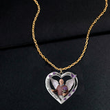 Any Photo Forever Missed Custom Flower - Personalized Memorial Shaped Metal Pendant Necklace