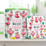 Just A Girls Who Love Famingos - Personalized Flamingo Accent Mug