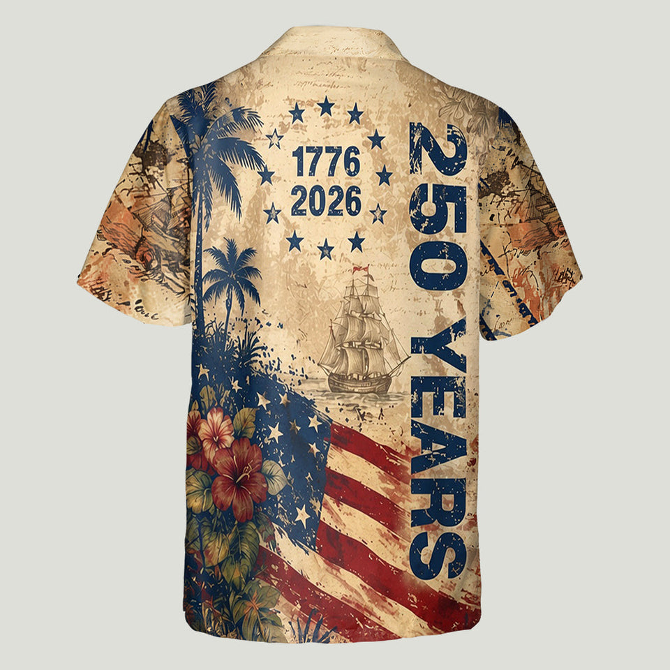 250 Years Vintage US Independence Day Aloha Shirt & Pants Set - Personalized Independence Day/ 4th of July Hawaiian Shirt & Men Shorts