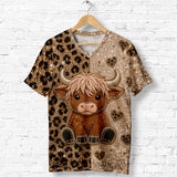 Love Highland Cow - Personalized Highland Cow Fully Printed V-Neck T-Shirt