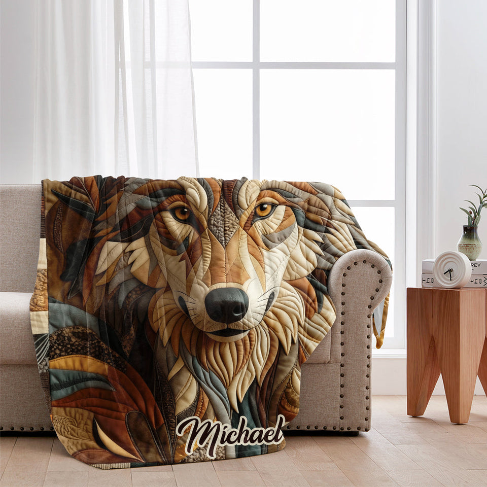 Native Wolf - Personalized Wolf Blanket