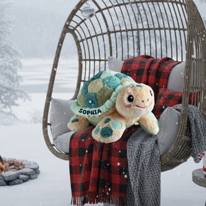 Cute Turtle - Personalized Turtle Faux Fur Shaped Pillow