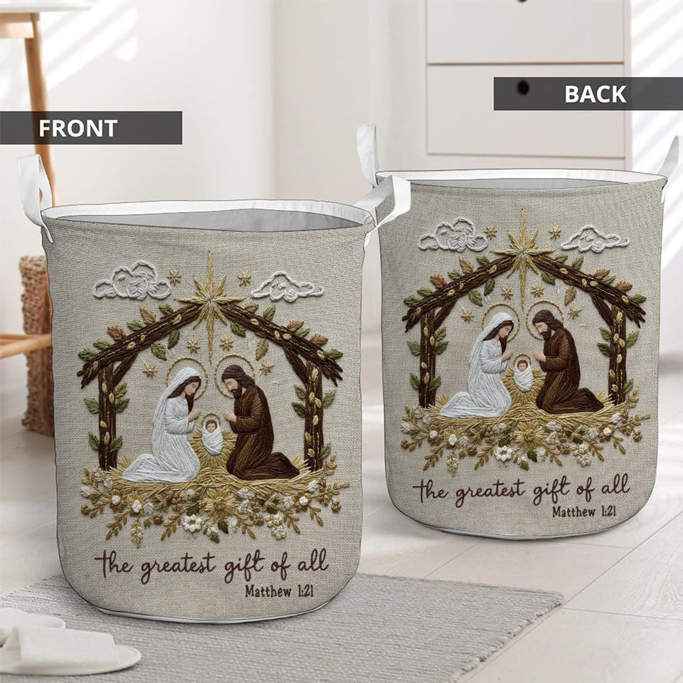 The Greatest Gift Of All Nativity Scene Holy Night - Christian Storage Basket