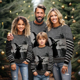 Black Cat With Witch Hat - Personalized Witch Ugly Sweater