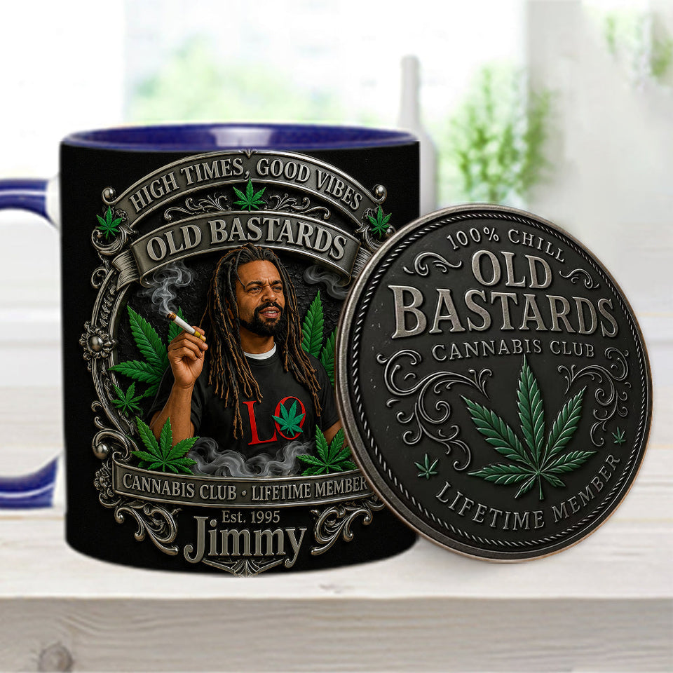 Old Bastards Cannabis Club LifeTime Member - Personalized Weed Accent Mug & Coaster