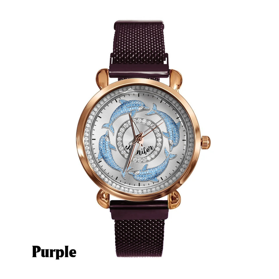 Love Dolphins - Personalized Dolphin Women Hand Watch