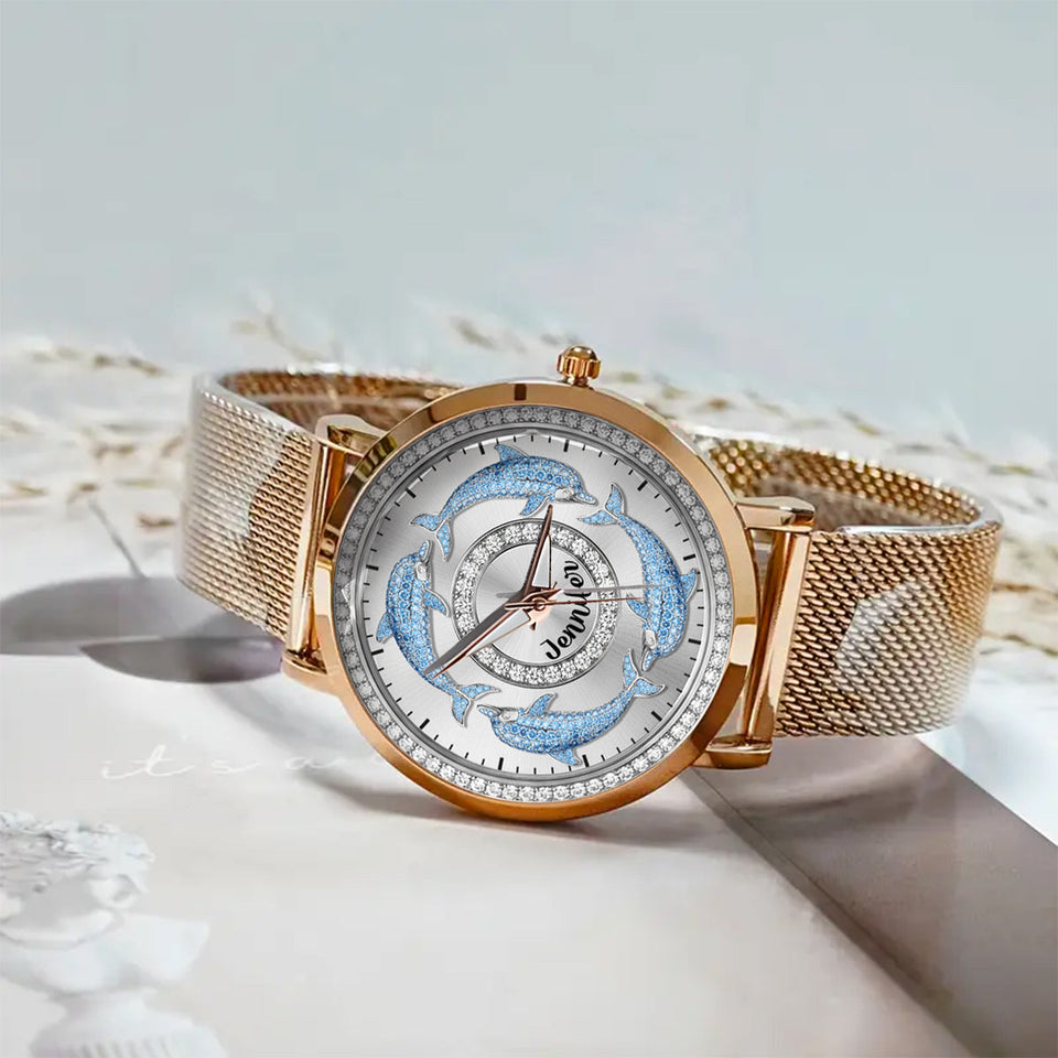 Love Dolphins - Personalized Dolphin Women Hand Watch