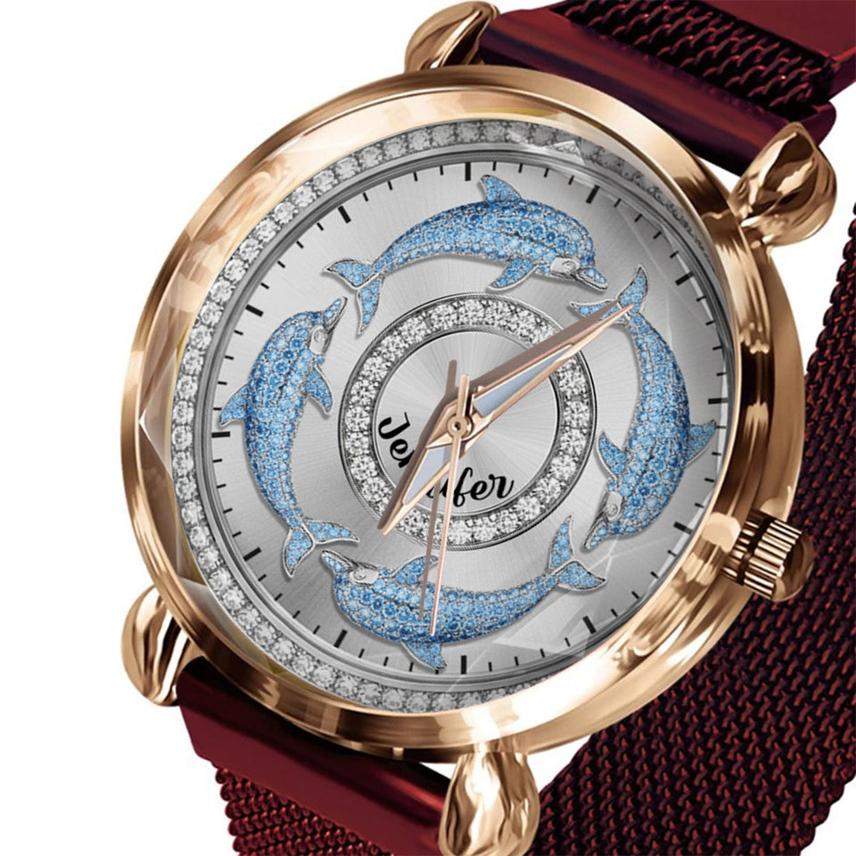 Love Dolphins - Personalized Dolphin Women Hand Watch