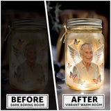Your Wings Were Ready But My Heart Was Not - Personalized Memorial Mason Jar Light