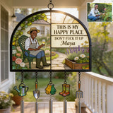 Garden Is My Happy Place - Personalized Gardening Wind Chime With Charm