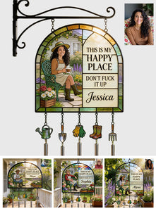 Garden Is My Happy Place - Personalized Gardening Wind Chime With Charm