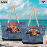Love Highland Cows - Personalized Highland Cow Beach Bag
