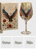 Land Of The Free - Personalized Bald Eagle Long Stem Wine Glass With Box