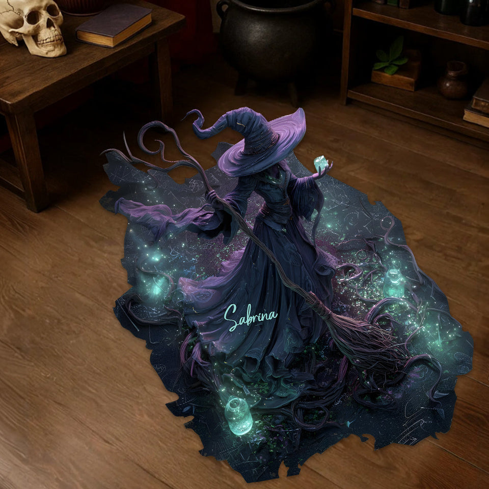 Beautiful Witch - Personalized Witch Shaped Doormat/ Rug