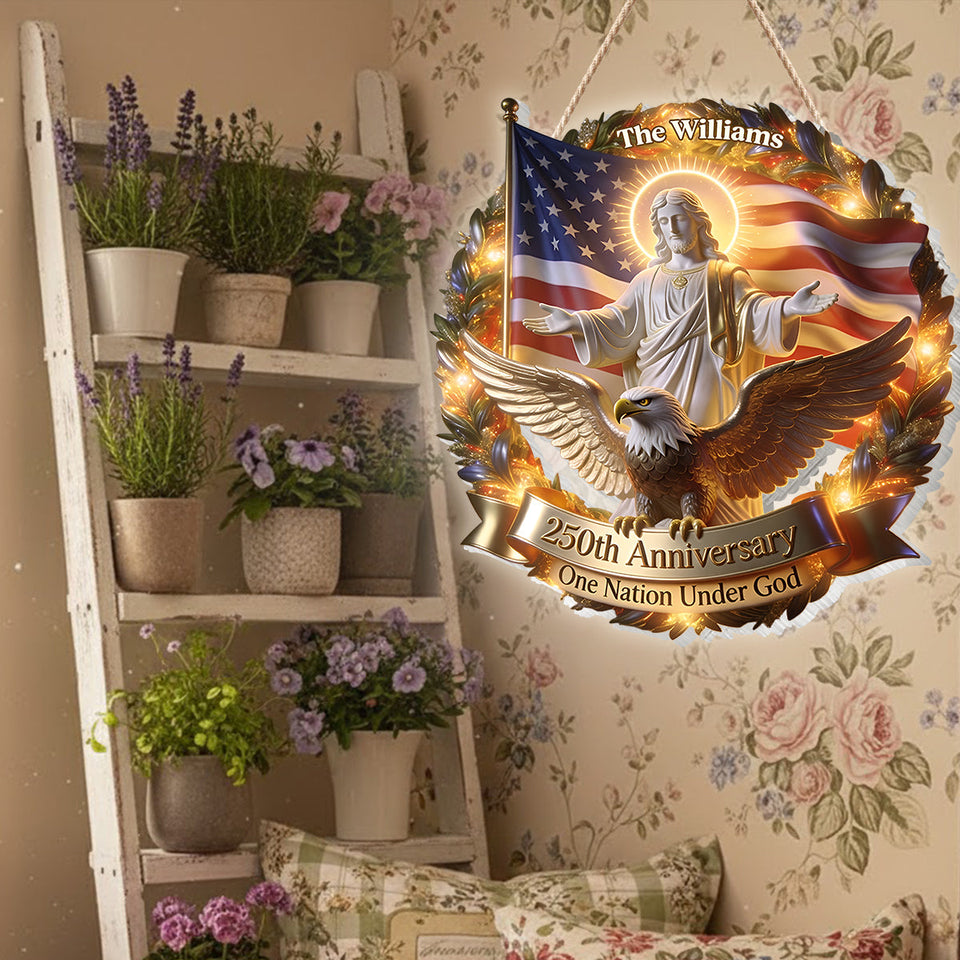 One Nation Under God - Personalized Christian LED Light Acrylic Sign