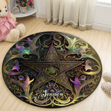 Pentagram - Personalized Witch Round Rug