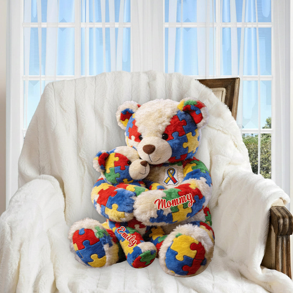 Mom And Kid - Personalized Autism Awareness Premium Faux Fur Pillow