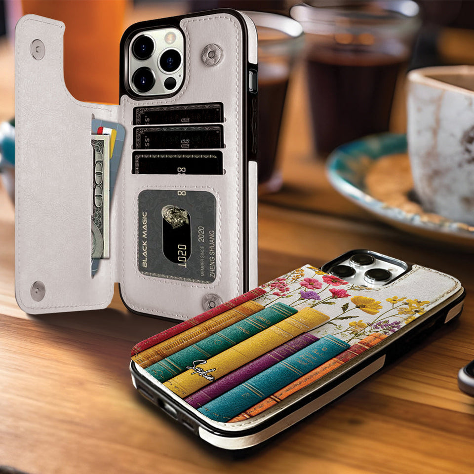 Vintage Flower Book - Personalized Book Foldable Wallet Phone Case