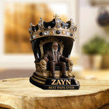 Custom King Throne Photo Figurine Statue for Black Grandpa | Personalized Best Black Grandpa Ever Crown Sculpture | Unique Father's Day Gift for Office Desk Decor
