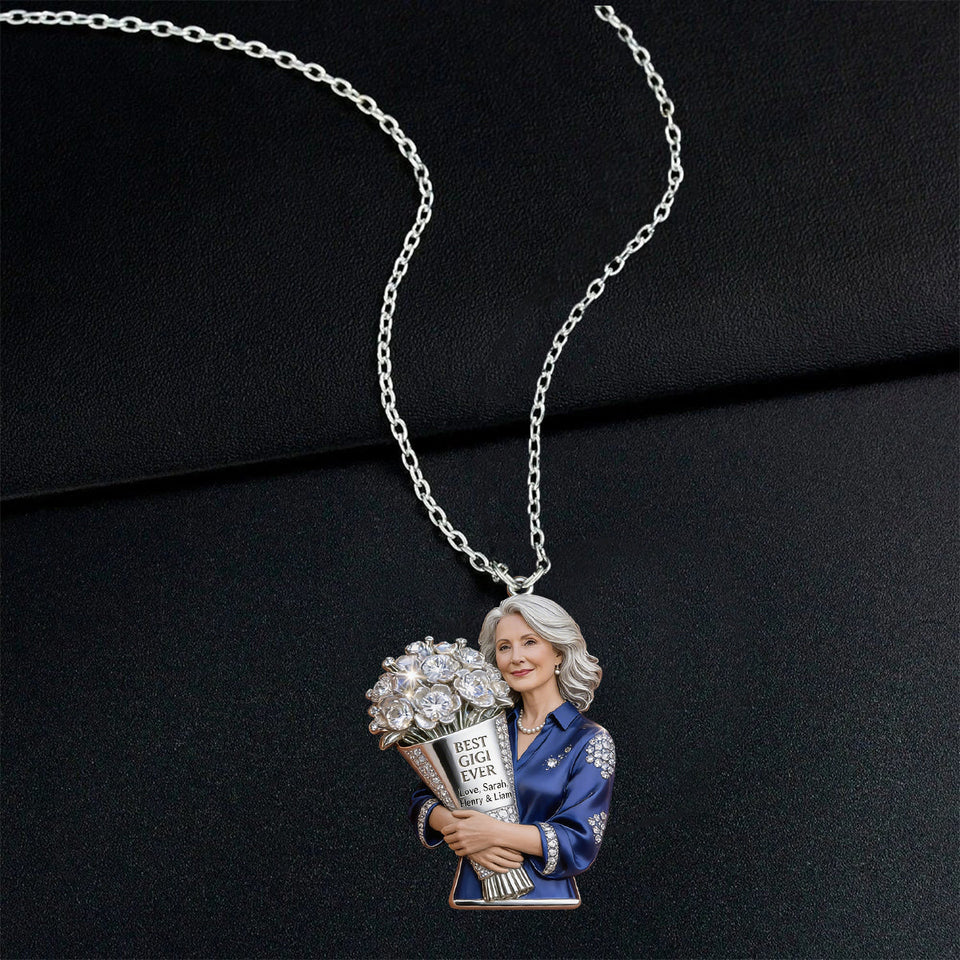 Custom Any Photo, Best Gift For Mom & Grandma - Personalized Mother Shaped Metal Pendant Necklace