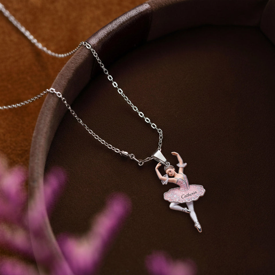 Love Ballet - Personalized Ballet Shaped Metal Pendant Necklace