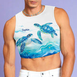 Salty Lil' Beach - Personalized Turtle Flare Leggings & Crop Tanktop
