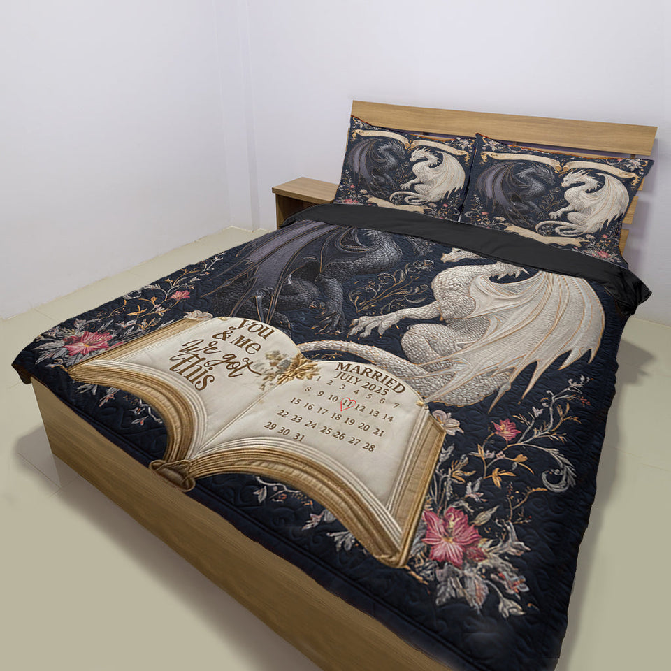 Mystical Dragon Duo Couple Bedroom Decor - Personalized Dragon Bedding Set