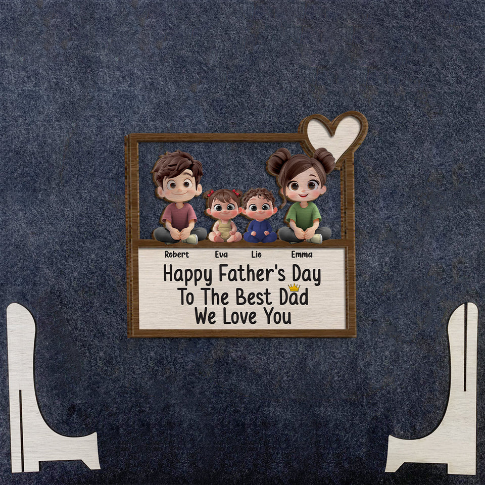 Best Dad Ever - Personalized Father 2 Layered Wood Sign / Wood Plaque