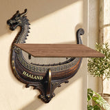 Viking Dragon Boat - Personalized Viking Wooden Floating Shelf