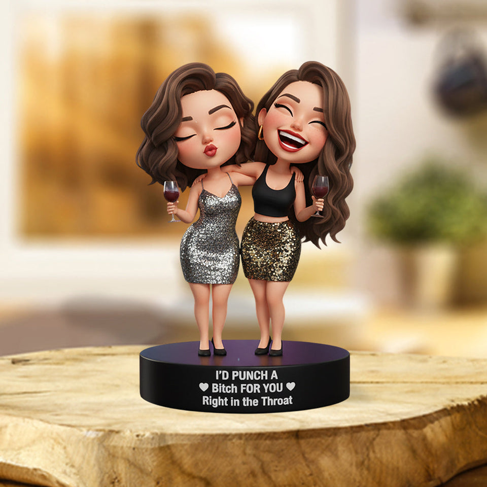 Right In The Throat Besties Sisters - Personalized Bestie Custom Shaped Acrylic Plaque