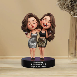 Right In The Throat Besties Sisters - Personalized Bestie Custom Shaped Acrylic Plaque