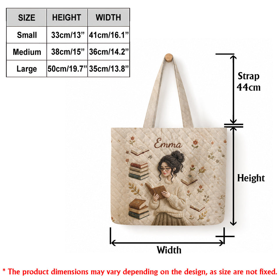Love Reading - Personalized Book Quilted Tote Bag With Plush Charm