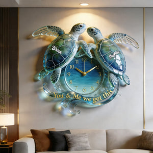 You & Me We Got This - Personalized Turtle Acrylic Wall Clock