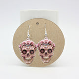 Beautiful Pink Skull - Personalized Skull Transparent Earrings