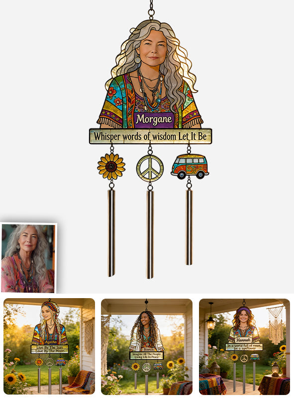 Sunflower Vibes - Personalized Hippie Wind Chime With Charm