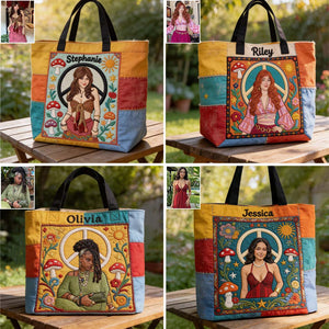 Peace Love - Personalized Hippie All-Over Print Canvas Tote Bag