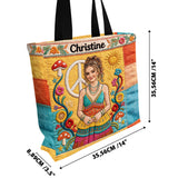 Peace Love - Personalized Hippie All-Over Print Canvas Tote Bag